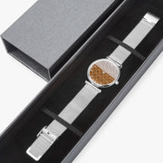Stylish Ultra-Thin Quartz Art Watch With Indicators Steel Mesh Band