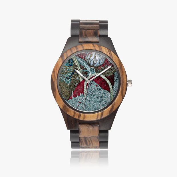 Personalized Custom Ebony Wooden Art Watch Leather Strap