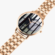 Ultra Thin Custom Fun Fashion Quartz Watch Matching Gold Silver Black Bracelet