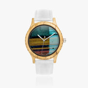 Exclusive Custom Wooden Art Quartz Watch With Leather Strap