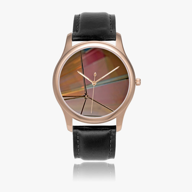 Custom Fun Fashion Stylish Stainless Quartz Watch Rose Gold Leather Strap
