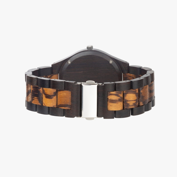 Custom Wooden Quartz Art Watch UniSex Indian Ebony Wood Bracelet