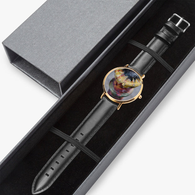 Funky Fun Fashion Custom Ultra-Thin Leather Strap Quartz Watch Rose Gold