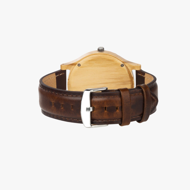 Exclusive Custom Wood Mens Quartz Watch Leather Strap
