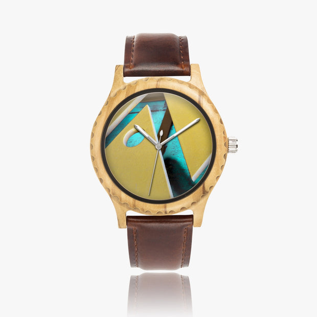 Fun Fashion Custom Wooden Quartz Watch Leather Strap 45mm