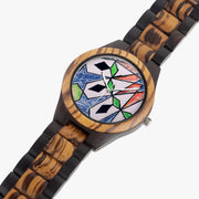 Custom Personalized Indian Ebony Wood Art Watch and Wood Bracelet