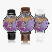 Selling Ultra-Thin Leather Strap Quartz Art Watch Black With Indicators
