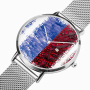 Ultra Thin Stainless Steel Perpetual Calendar Quartz Custom Watch Mesh Band