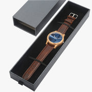 Exclusive Custom Wood Mens Quartz Watch Leather Strap